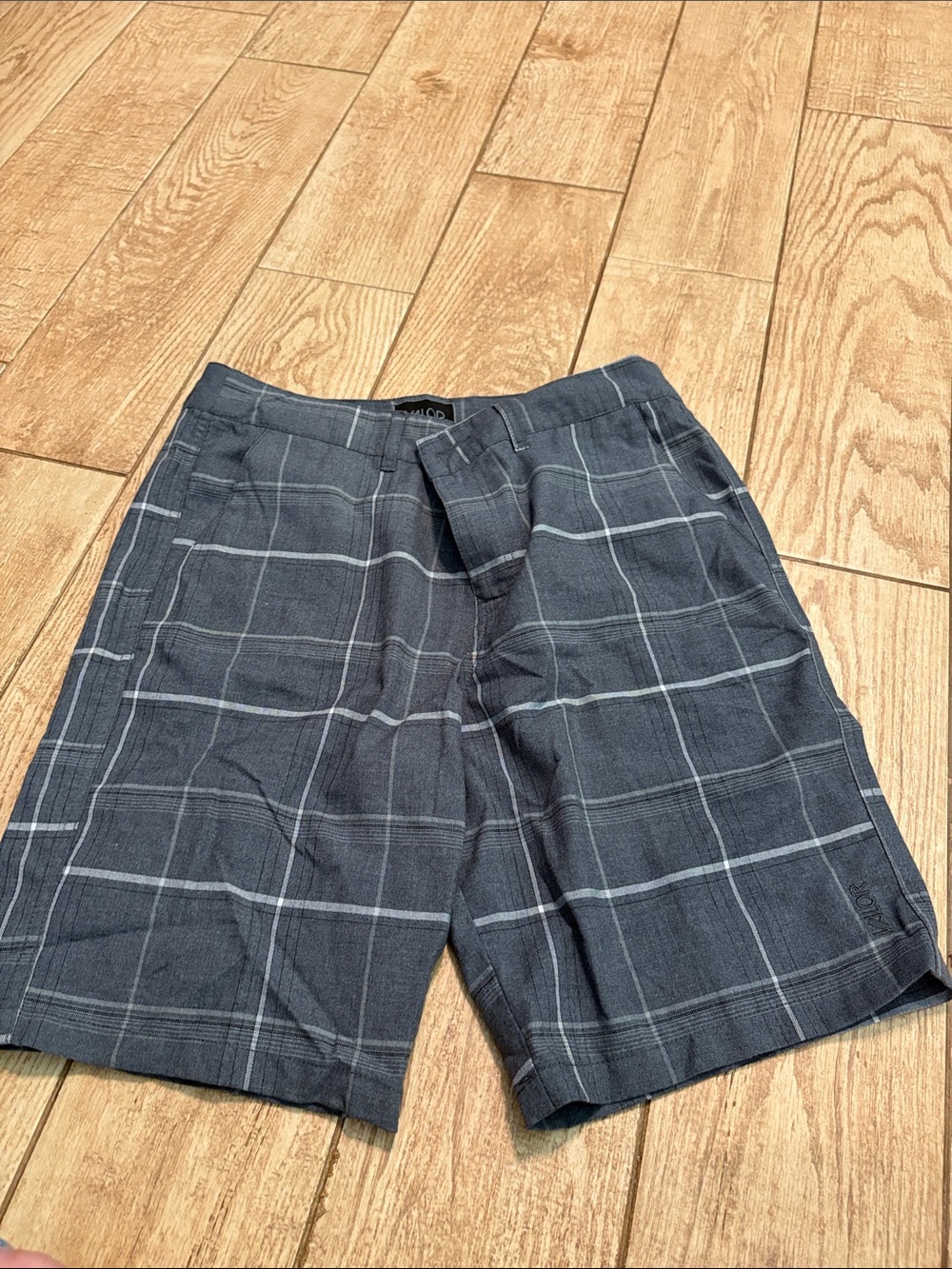 Men's Dark Gray Windowpane Flat Front Shorts